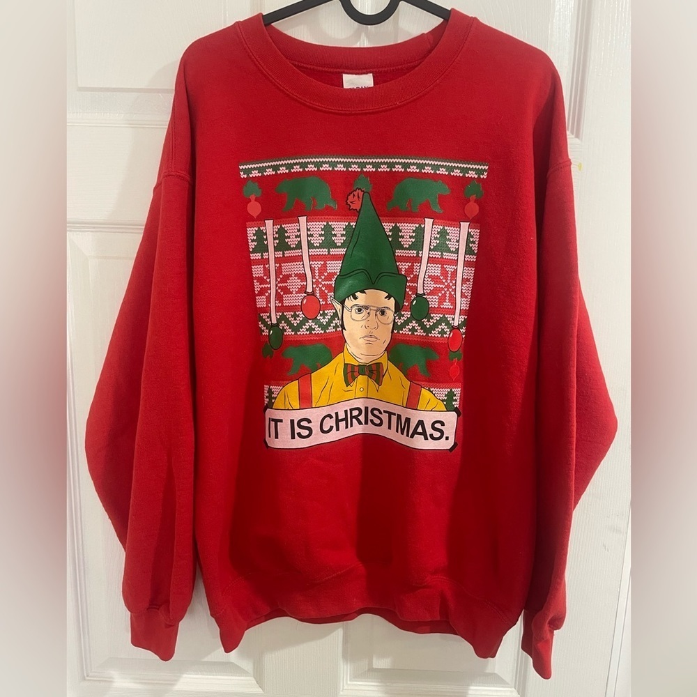 Dwight from the Office Elf Christmas Sweater - ugly Christmas sweater size M